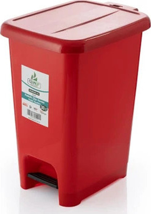 Pedallı Kırmızı Slim Çöp Kovası 50 L