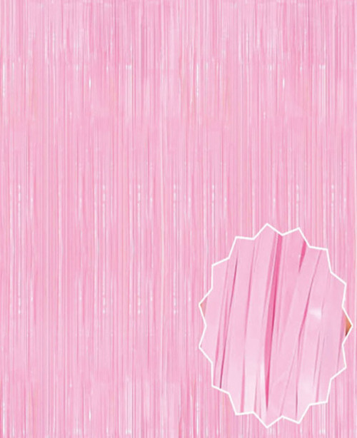 Soft Pembe Püsküllü Kapı Perdesi - Parti, Baby Shower, Cinsiyet Partisi 1x2 m