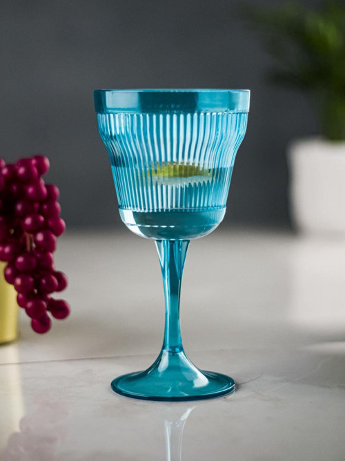 Akrilik Aquamarin 6Lı Kadeh & Su Meşrubat Kahve Yanı Bardağı 300 Ml ( Cam Değildir )