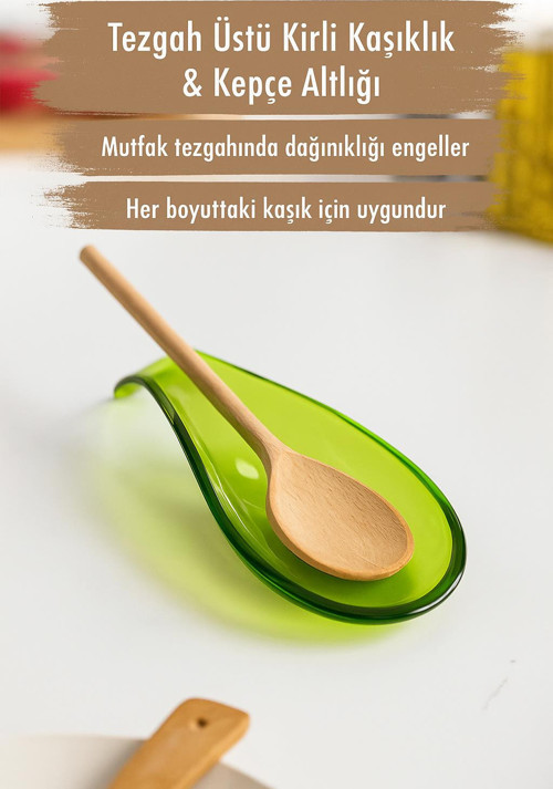 Akrilik Yeşil Tezgah Üstü Kirli Kaşıklık & Kepçe Altlığı