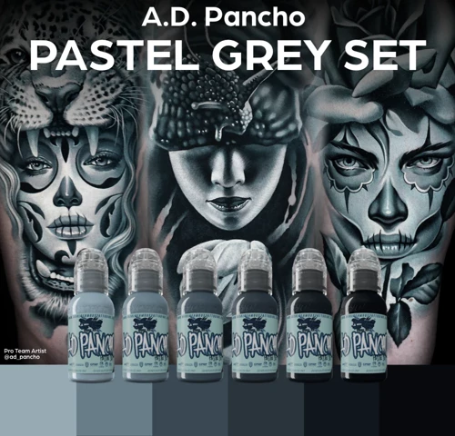 World Famous A.D. Pancho Pastel Grey Set – Profesyonel Gri Ton Seti 6'lı Set