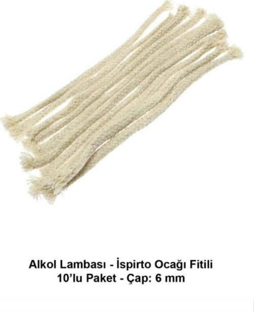 Alkol Lambası - Ispirto Ocağı Fitili - 10’Lu Paket - Çap: 6 Mm