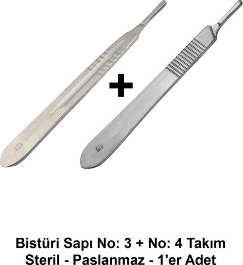 Bistüri Sapı No: 3 + No: 4 Takım / Steril - Paslanmaz - 1'Er Adet