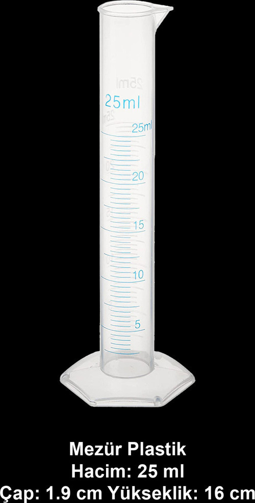Mezür 25 Ml Plastik / Ölçü Kabı Şeffaf – Uzun Form