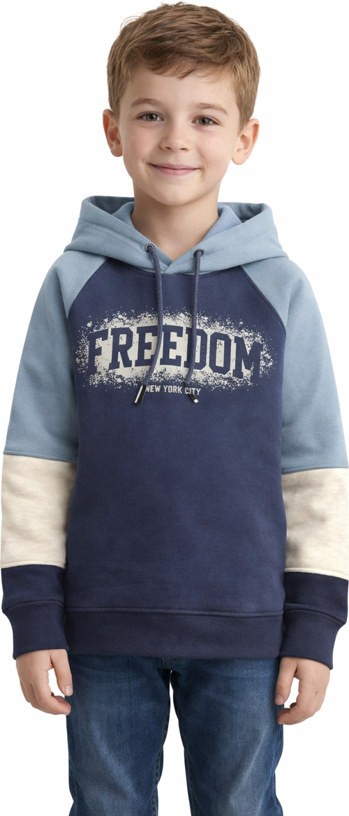 Erkek Çocuk Feedom Baskılı 3 İplik Şardonlu Kapşonlu Sweatshirt
