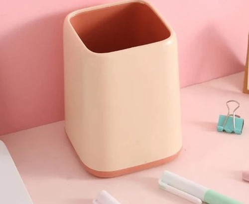 Renkli Plastik Masaüstü Kalemlik Kawaii Tek Gözlü Şık Kalemlik - Pembe