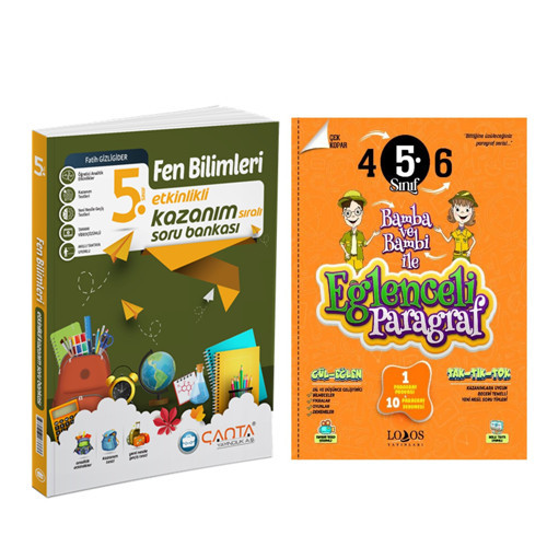Çanta 5. Sınıf Fen Bilimleri Etkinlikli Kazanım ve Lodos Eğlenceli Paragraf Soru Bankası Seti 2 Kitap