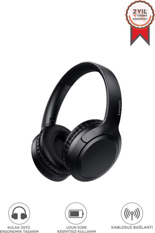 Bluetooth Kulaklık Kulak Üstü Kablosuz Kulaklık Lenovo TH53 Siyah
