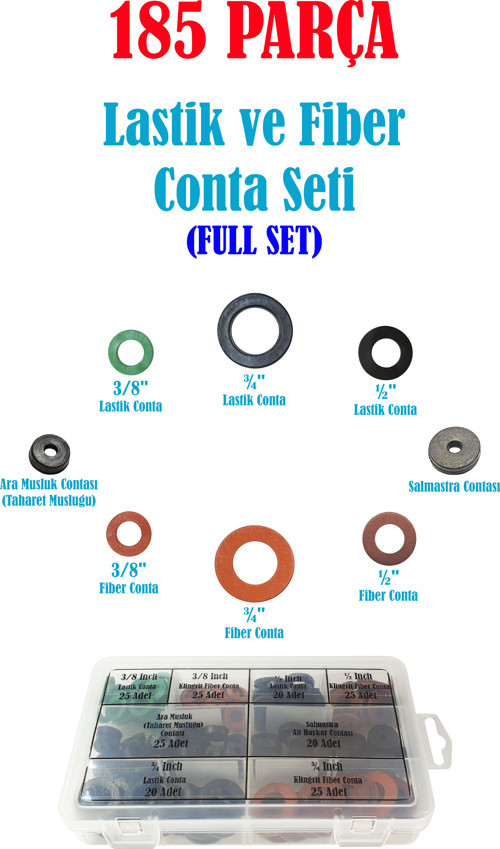 185 Parça Lastik ve Klingrit Fiber Conta FULL SETİ