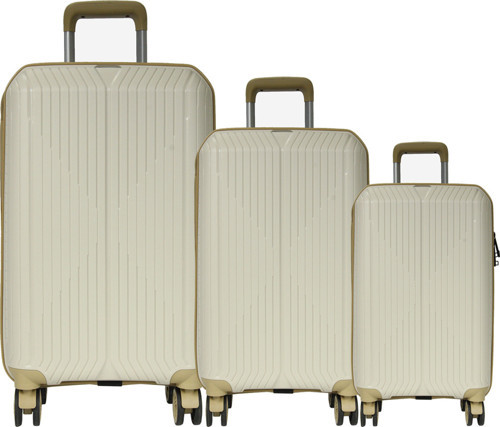 GRND 10728 PP CARMILLA- Büyük + Orta + Kabin Boy Valiz / Bavul Seti - Kemik/Şampanya