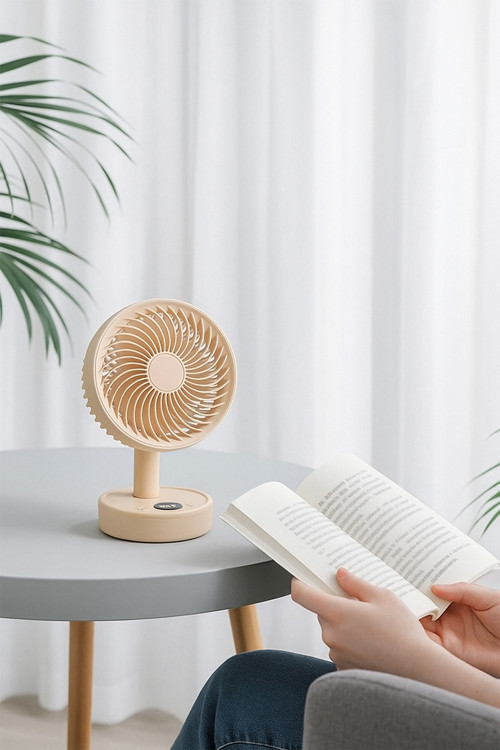 JAF17 Taşınabilir Masaüstü Bej Usb Fan