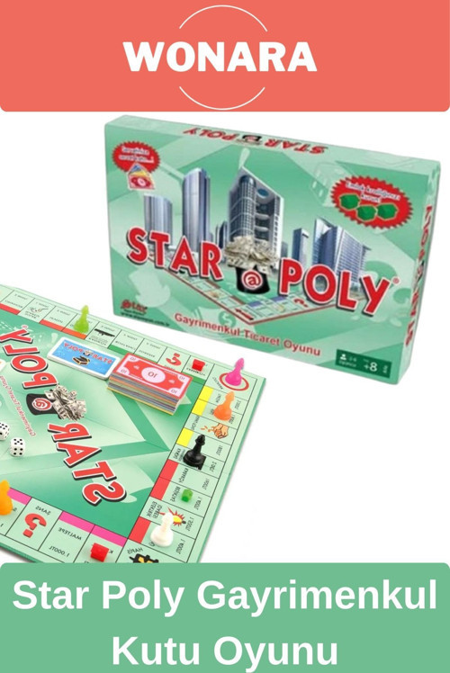 Premium Board Games - Zeka Eğlence Geliştirici Eğitici Strateji Star Poly Gayrimenkul Kutu Oyunu