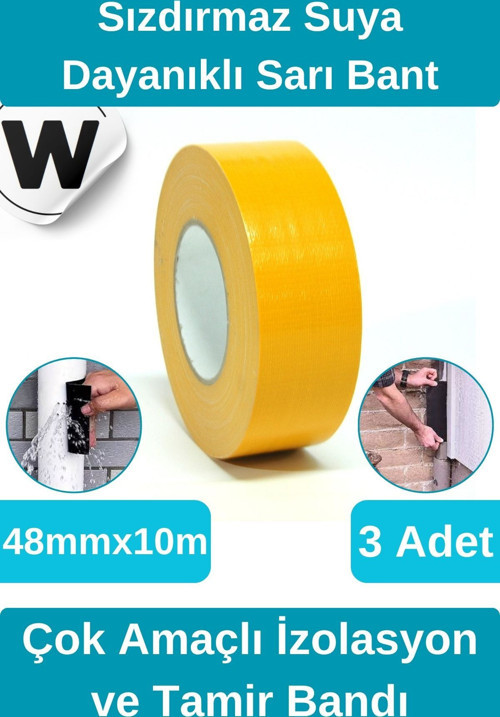 Sızdırmaz Suya Dayanıklı Sarı Renk Çok Amaçlı Tamir ve İzolasyon Bandı 10m 3 Adet