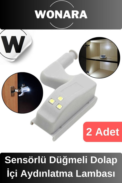 Özel Üretim Sensörlü Düğmeli Led Işıklı Tak Çıkar Dolap İçi Otomatik Aydınlatma Lambası 2 Adet