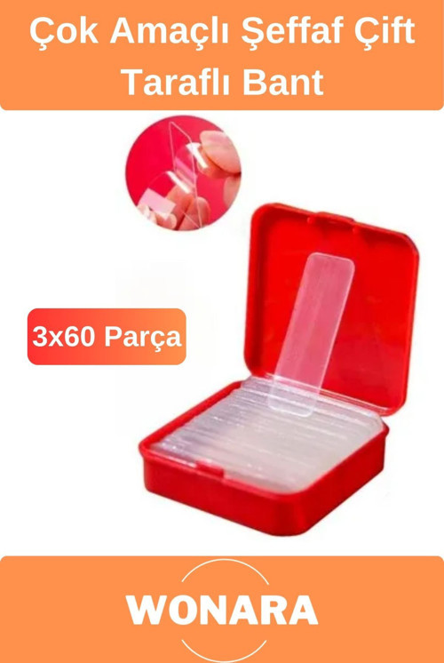 Özel Üretim Dayanıklı Kolay Kullanımlı Çıkarılabilir Şeffaf 60'lı Çok Amaçlı Çift Taraflı 3 Adet