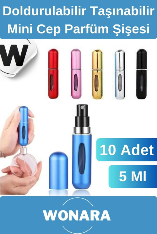 Deluxe Seri Koku Şişesi Doldurulabilir Portatif Çanta İçi Küçük Cep Parfüm Şişesi 5 Ml 10 Adet