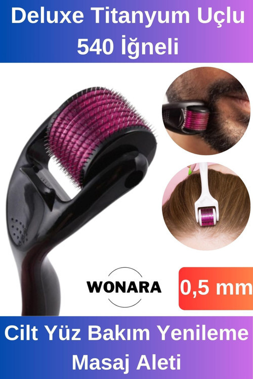 Derma Roller Titanyum Uçlu 540 İğneli Cilt Yüz Bakım Yenileme Masaj Aleti 0,50 mm