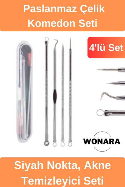 Deluxe Paslanmaz Çelik Cilt Bakım Siyah Nokta Temizleyici Kutulu 4'lü Set