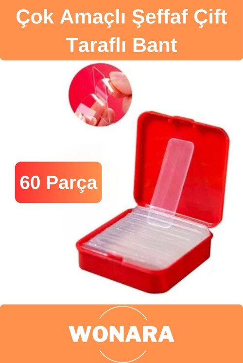 Özel Üretim Dayanıklı Kolay Kullanımlı Çıkarılabilir Şeffaf 60'lı Çok Amaçlı Çift Taraflı 1 Adet