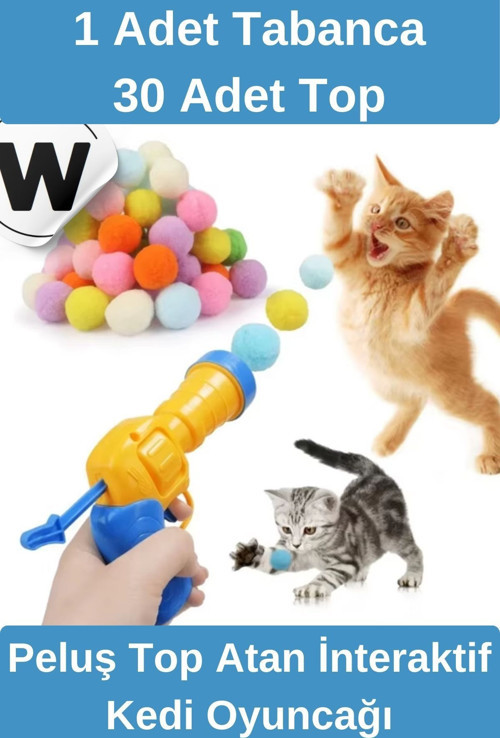 Özel Tasarım Evcil Hayvan Eğlenceli Top Atan Tabancalı Hareketli İnteraktif Kedi Oyuncağı Seti