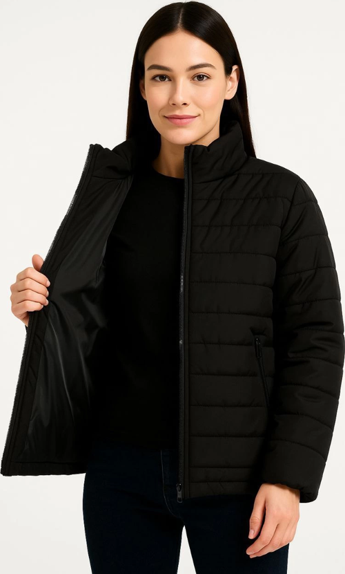 Velmora Premium Kadın Bomber Mont Ceket – Su İtici Kumaş, Kapitone Astarlı, Fermuarlı, Kışlık - Siya