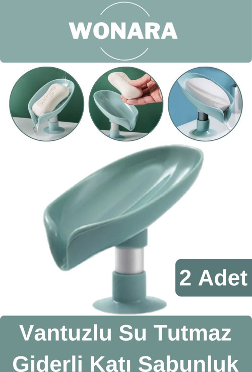 Özel Üretim Pratik Hijyenik Vantuzlu Su Tutmaz Giderli Mutfak Banyo Lavabo Katı Sabunluk 2 Adet