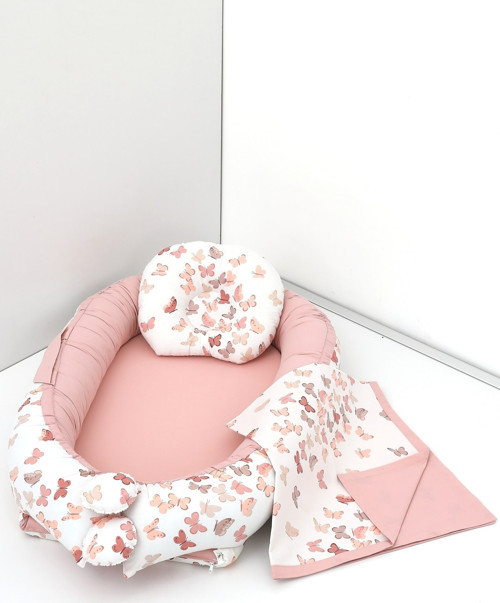3 Parça - Bebek Uyku Yatağı, Baş Yastık, Bebek Pikesi 0-2 Yaş - %100 Pamuk