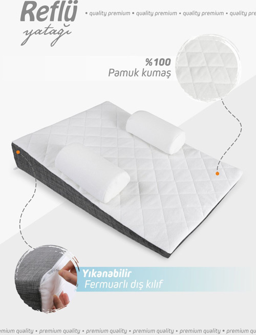Bebek Reflü Yatağı, Yıkanabilir Kılıflı Ortopedik Korumal