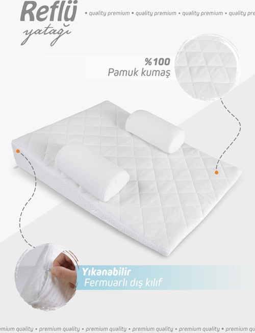 Bebek Reflü Yatağı, Fermuarlı, Yıkanabilir Kılıf, Yatak, %100 Pamuk Kumaş