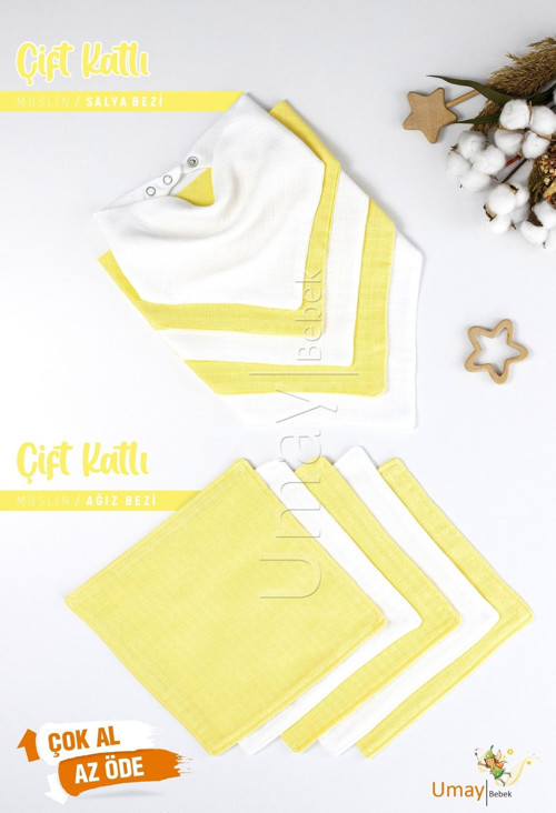 10 Parça Organik Müslin Ağız Bezi, Salya Bezi, Ter Bezi, Önlük