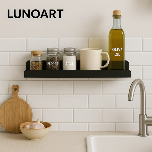 Siyah Metal Duvar Tipi RAF & Banyo Mutfak Organizer Raf - Modern Dekoratif Raf
