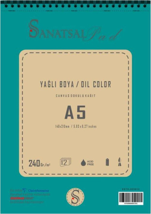Sanatsal Pad Yağlı boya Defteri A5 240gr 12 Yaprak Spiralli
