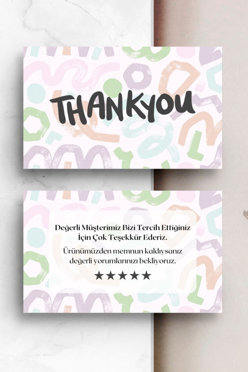 100 Adet Arkalı Önlü Teşekkür Kartı Sipariş Kartı Tebrik Kartı Paketleme Kartı Kargo Kartı Not Kartı