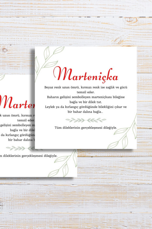 Marteniçka Bileklik Kartı 50 Adet Şans Bilekliği Kartı Hoş Geldin Bahar Kartı Marteniçka Dilek Kartı