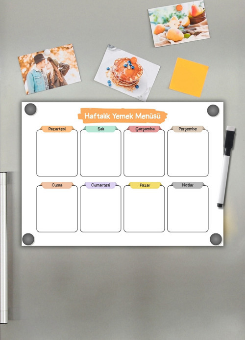 Haftalık Yemek Menüsü Planlayıcısı, Mıknatıslı Buzdolabı Yemek Çizelgesi Alışveriş Listesi Magnetli