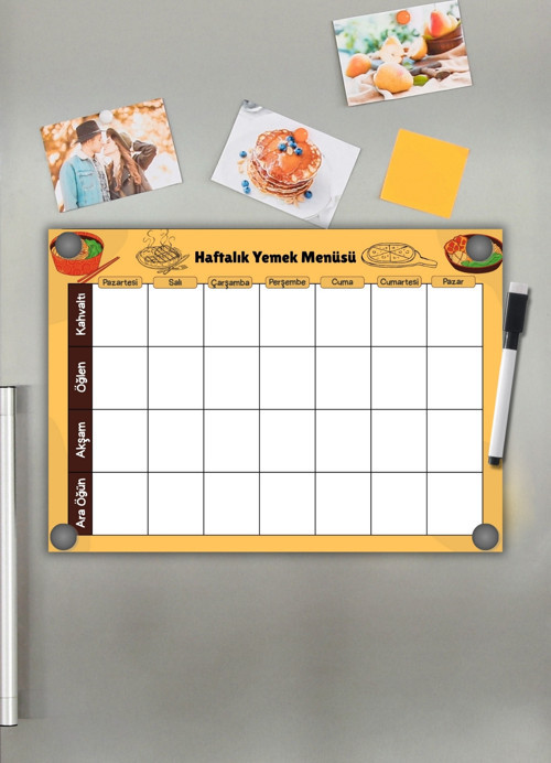 Haftalık Yemek Menüsü Planlayıcısı, Mıknatıslı Buzdolabı Menü Çizelgesi Alışveriş Listesi Magnetli