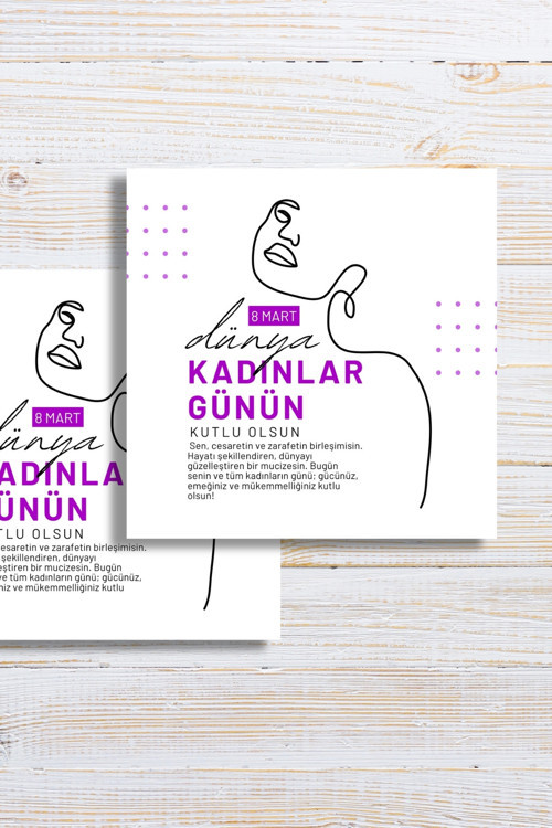 8 Mart Dünya Kadınlar Günü Tebrik Kartı 50 Adet, 8 Mart Dünya Kadınlar Günü Hediye Bileklik Kartı