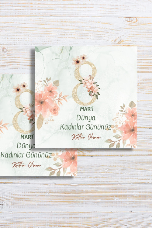 8 Mart Dünya Kadınlar Günü Tebrik Kartı 50 Adet, 8 Mart Dünya Kadınlar Günü Hediye Bileklik Kartı