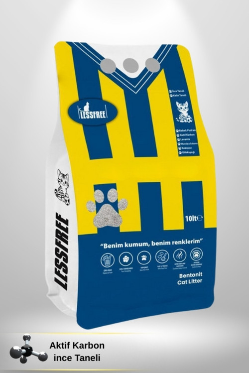 Aktif Karbon 10 Litre Kedi Kumu (Sarı Lacivert Ambaj)