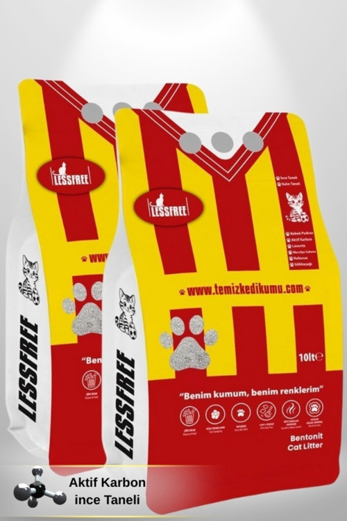 Aktif Karbon 2X10 Litre Kedi Kumu (Sarı Kırmızı)