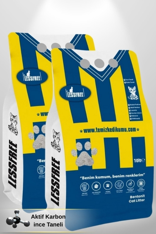 Aktif Karbon 2X10 Litre Kedi Kumu (Sarı Lacivert)