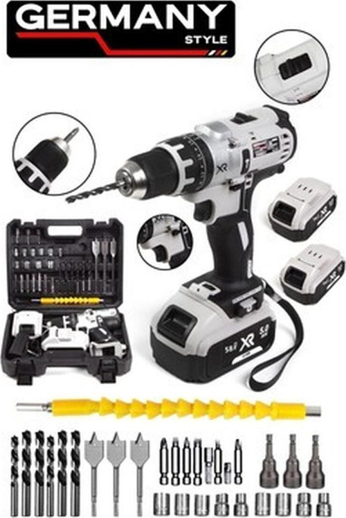 Tekno Trust 2.5 - 2.9 Ah RWRX-3069 58V Çift Li-Ion Bataryalı Xt-Rail Metal Şanzıman Darbeli Matkap 27 Parçalı L