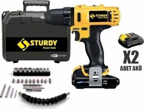 32V 5AH Lıon Çift Akülü Darbeli Turbo Şarjlı Matkap 27 Parça Uç Setli