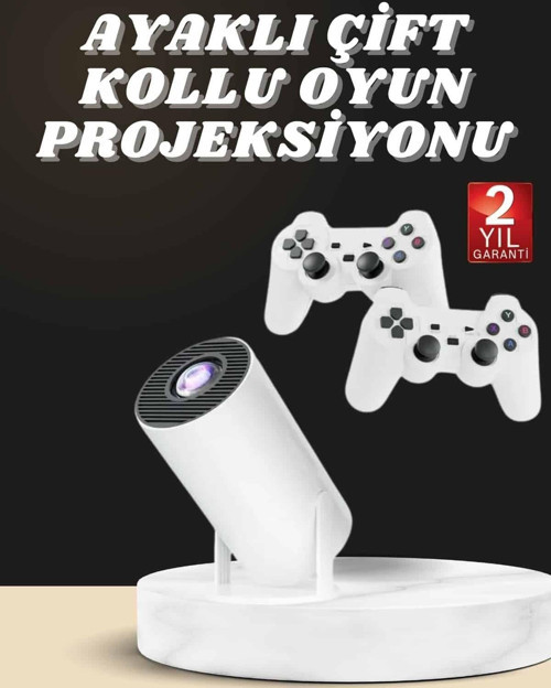 Projeksiyon Cihazı Video Oyun Konsolu Projektör Taşınabilir Ayaklı Çift Kollu 4K Çözünürl