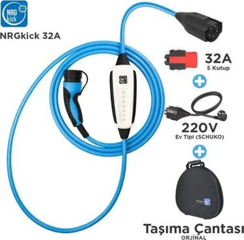 32A 22KW 5m Wifi Bluetooth 220V Ev Tipi (Schuko) Adaptör Set A/c Taşınabilir Şarj Istasyonu