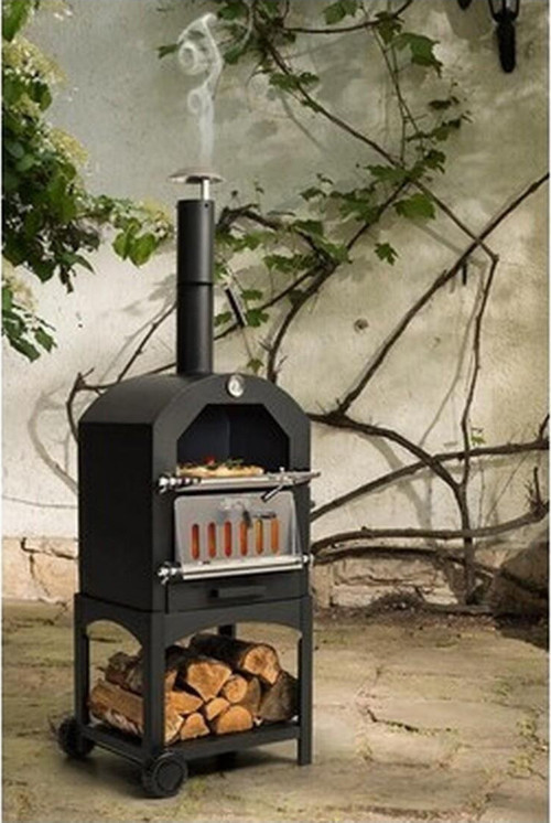 Tekerlekli Kömürlü Dikdörtgen Ahşap Sehpalı Bbq Dökme Demir Kömürlü Mangal Barbekü Izgara 1813-24S