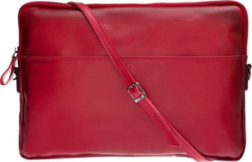 BloomSleeve Leeds 14\" Crimson Red Hakiki Deri Laptop & Tablet Kılıfı