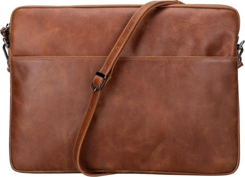 BloomSleeve Leeds 16\" Cognac Brown Hakiki Deri Laptop & Tablet Kılıfı