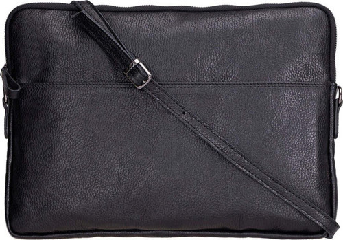 BloomSleeve Leeds 14\" Obsidian Black Hakiki Deri Laptop & Tablet Kılıfı