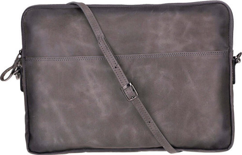 BloomSleeve Leeds 14\" Ash Gray Hakiki Deri Laptop & Tablet Kılıfı